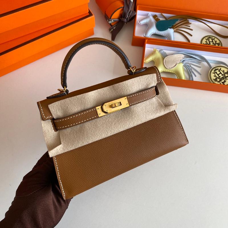 Hermes Kelly Mini second-generation 22EP CK37 gold brown buckle